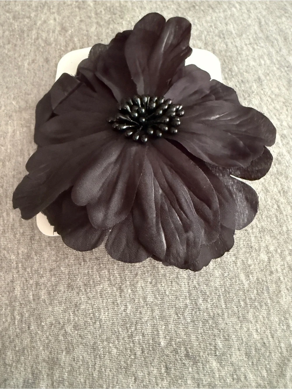 Black Floral Fabric Hair Clip - Women Accessories